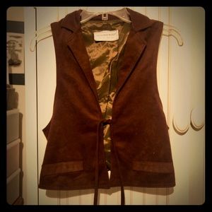 VINTAGE faux suede brown vest